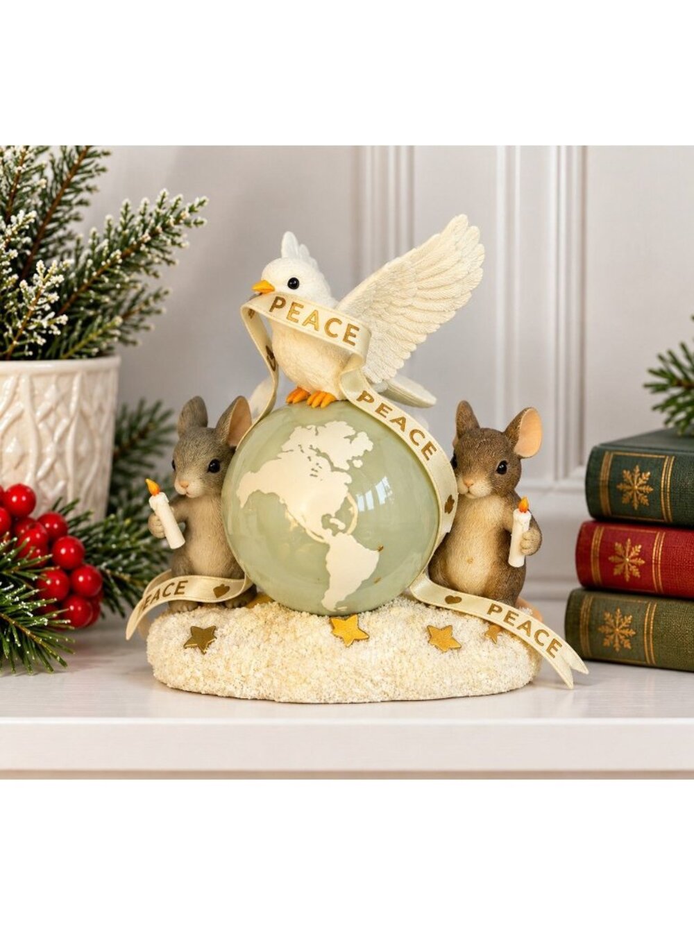 Charming Tails Fitz Floyd A World of Good Wishes Millennium 2000 Peace Figurine